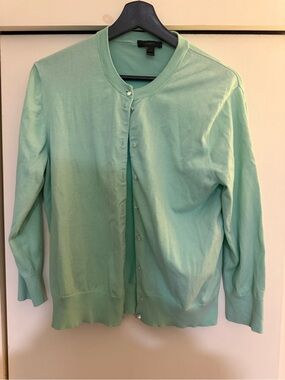 J. Crew Mint Green Button-Front Crewneck Cardigan